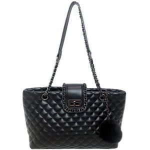 JOONMING Quilted Tote Bag  Ladies Shoulder Bag With Chain Strap